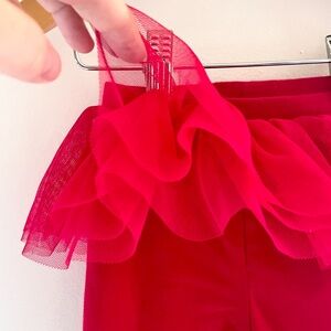 $5 💥Christmas Party Baby Girl Tutu Leggings, Layered Tulle Skirt, Bright Red
